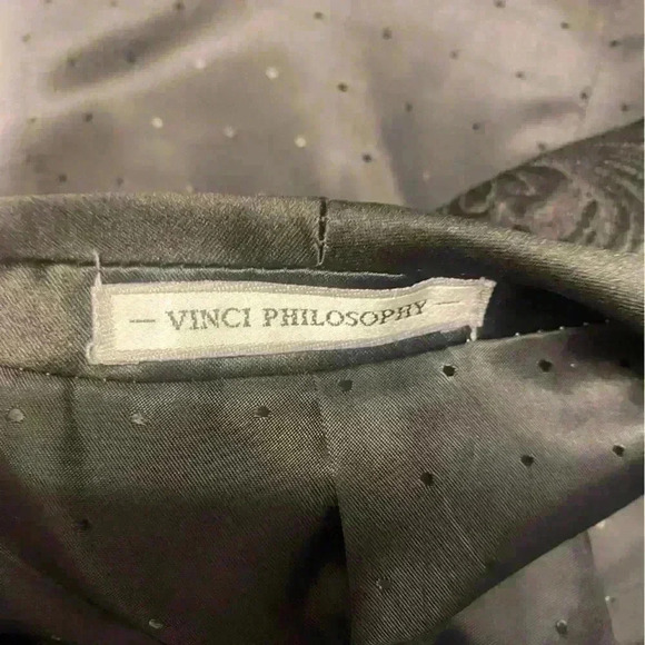 Vinci Philosophy black evening formal wedding vest & jacket with raised design - Picture 5 of 16